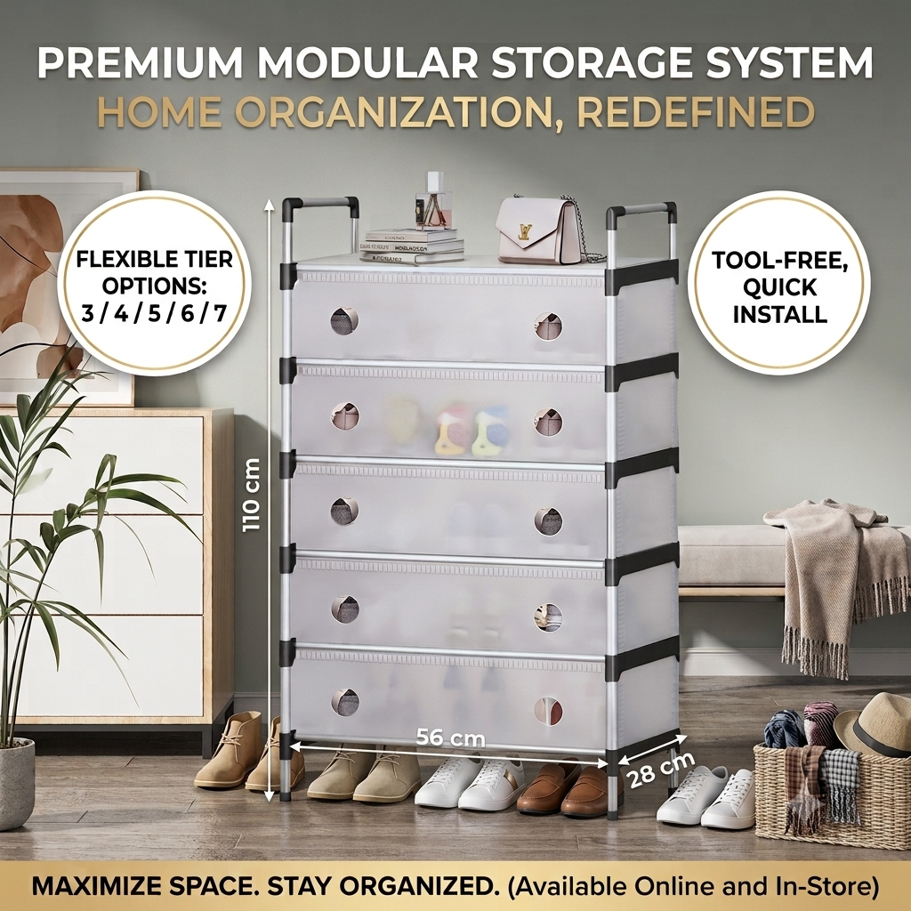 6 Layer Cabinet with 5 Drawers shoe rack