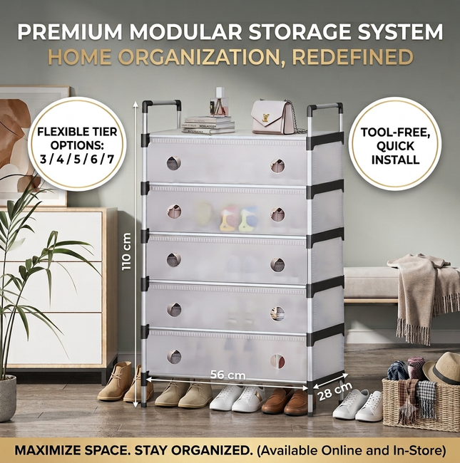 6 Layer Cabinet with 5 Drawers shoe rack