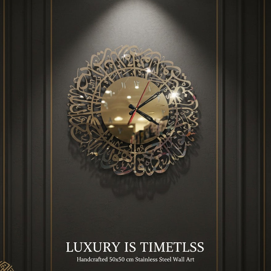 Stainless steel clock and wall art design decor