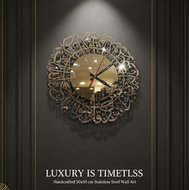 Stainless steel clock and wall art design decor