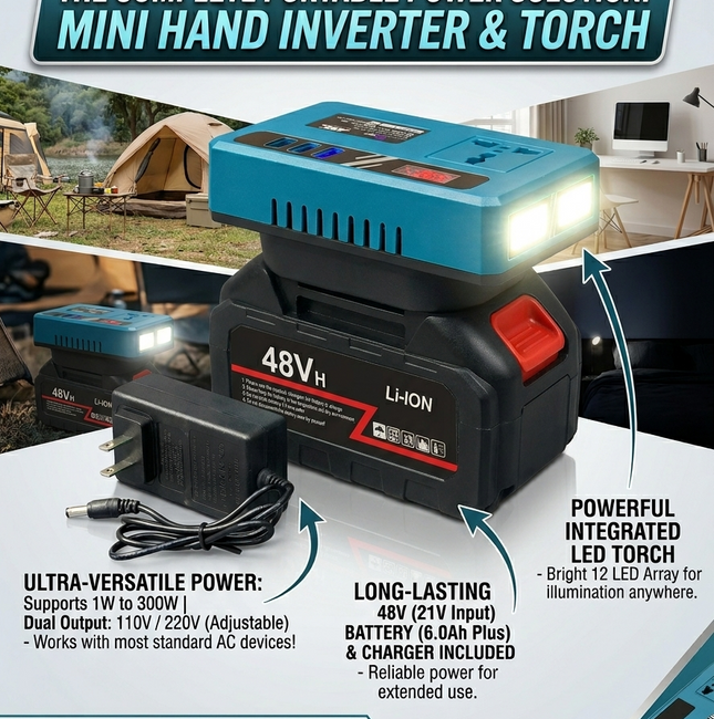 Mini inverter with torch