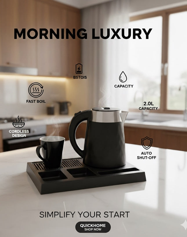 Electric kettle with cup set