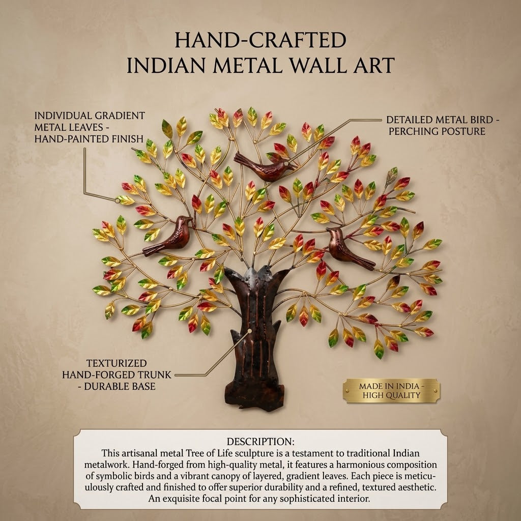 Metal Tree with Birds Wall Art