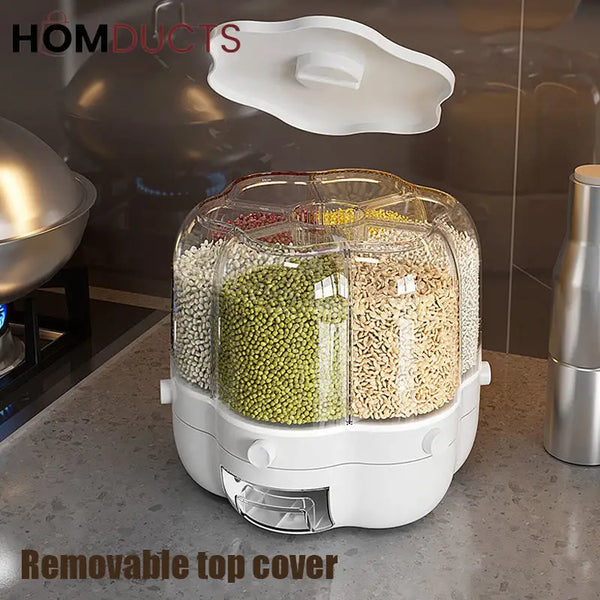Rotating rice & grains dispenser