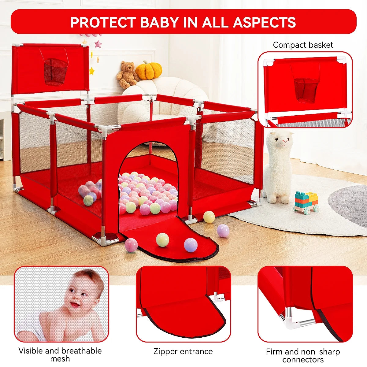 Kids safety tent & play game fence