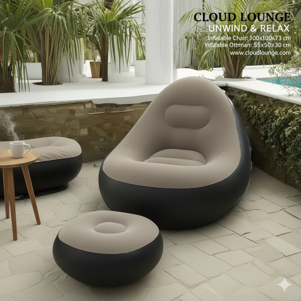 Inflatable chair with foot rest
