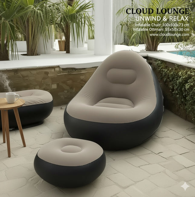 Inflatable chair with foot rest