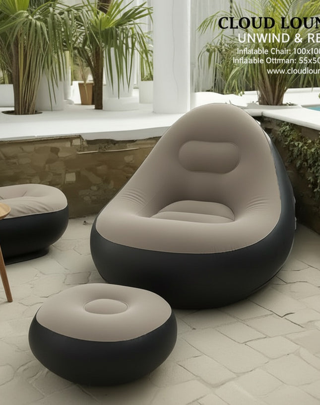 Inflatable chair with foot rest