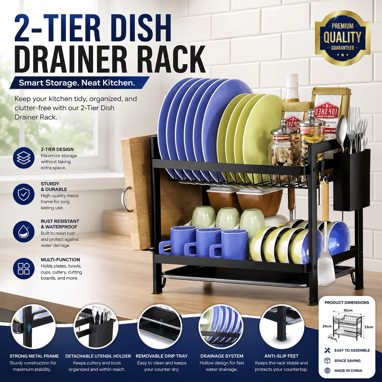 Dish rack for kitchen