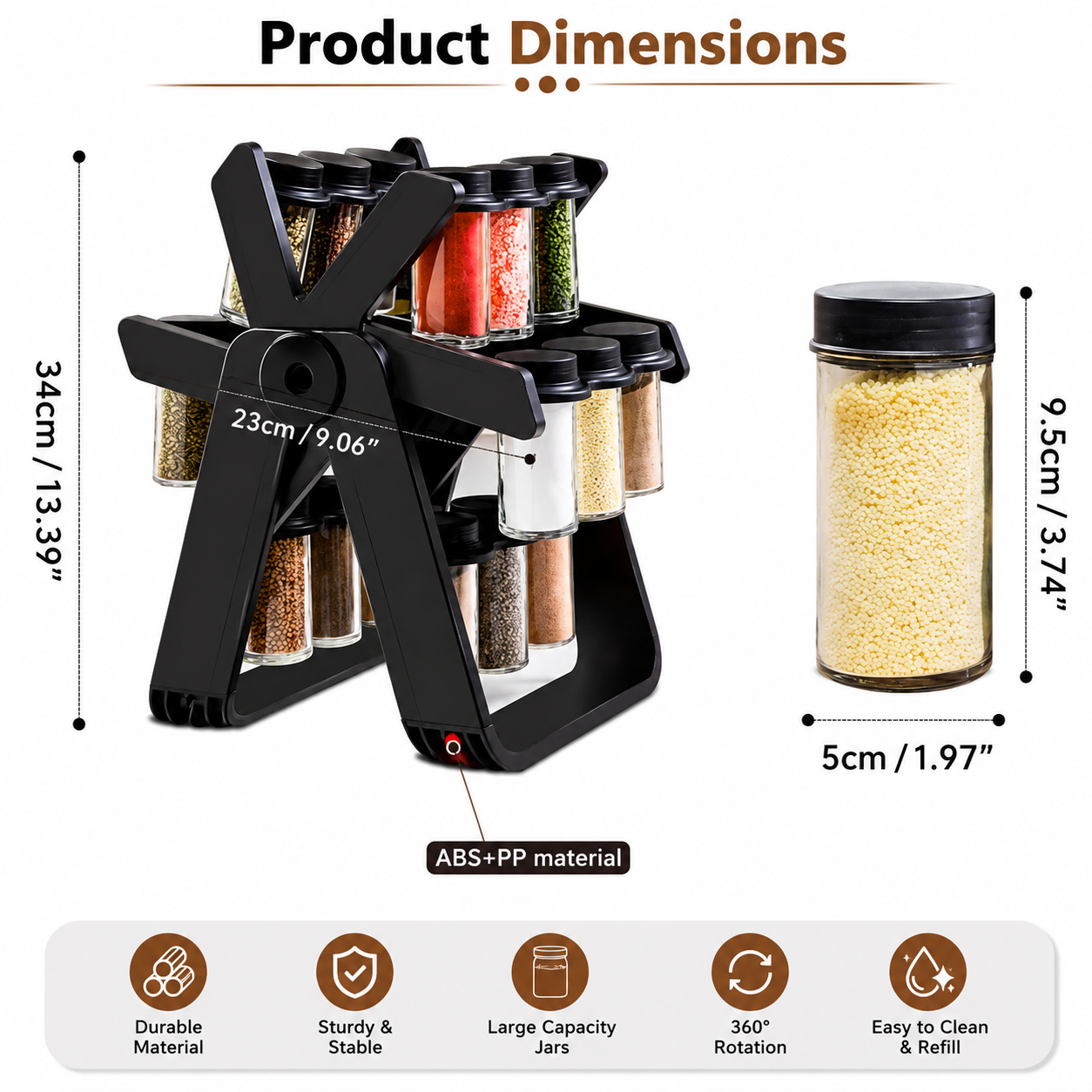 Spice jar rotating 18 pieces