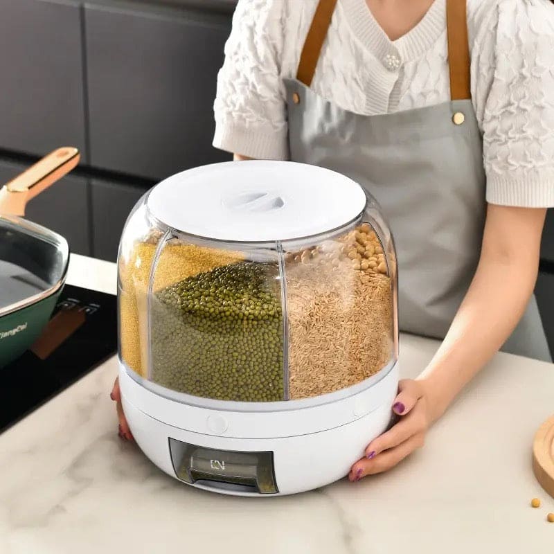 Rotating rice & grains dispenser