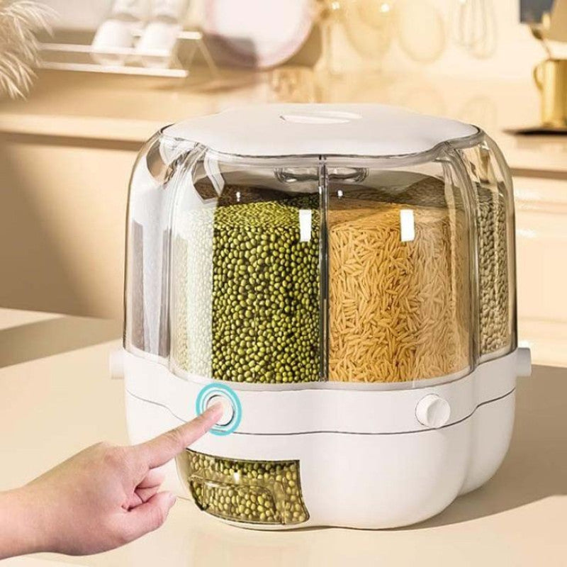 Rotating rice & grains dispenser