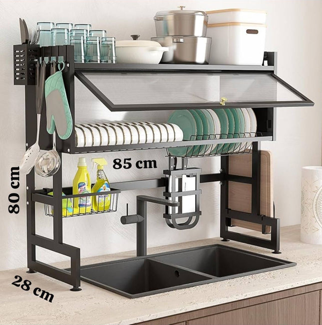 Dishrack for sink with door