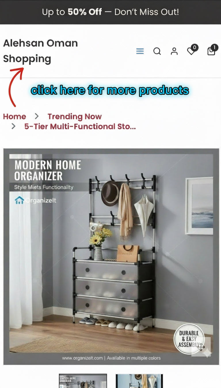 5-Tier Multi-Functional Storage Rack with Coat Hooks